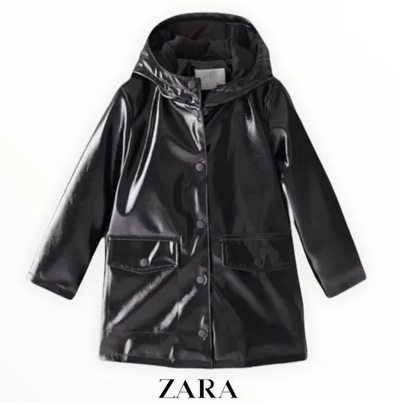 Zara Jackets Coats Zara Kids Black Rubberized Padded